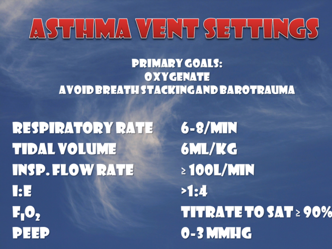 Summary of ventilator settings for the severe asthma patients